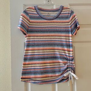 Talbots XS Colorful Summer Tee with rouched side tie